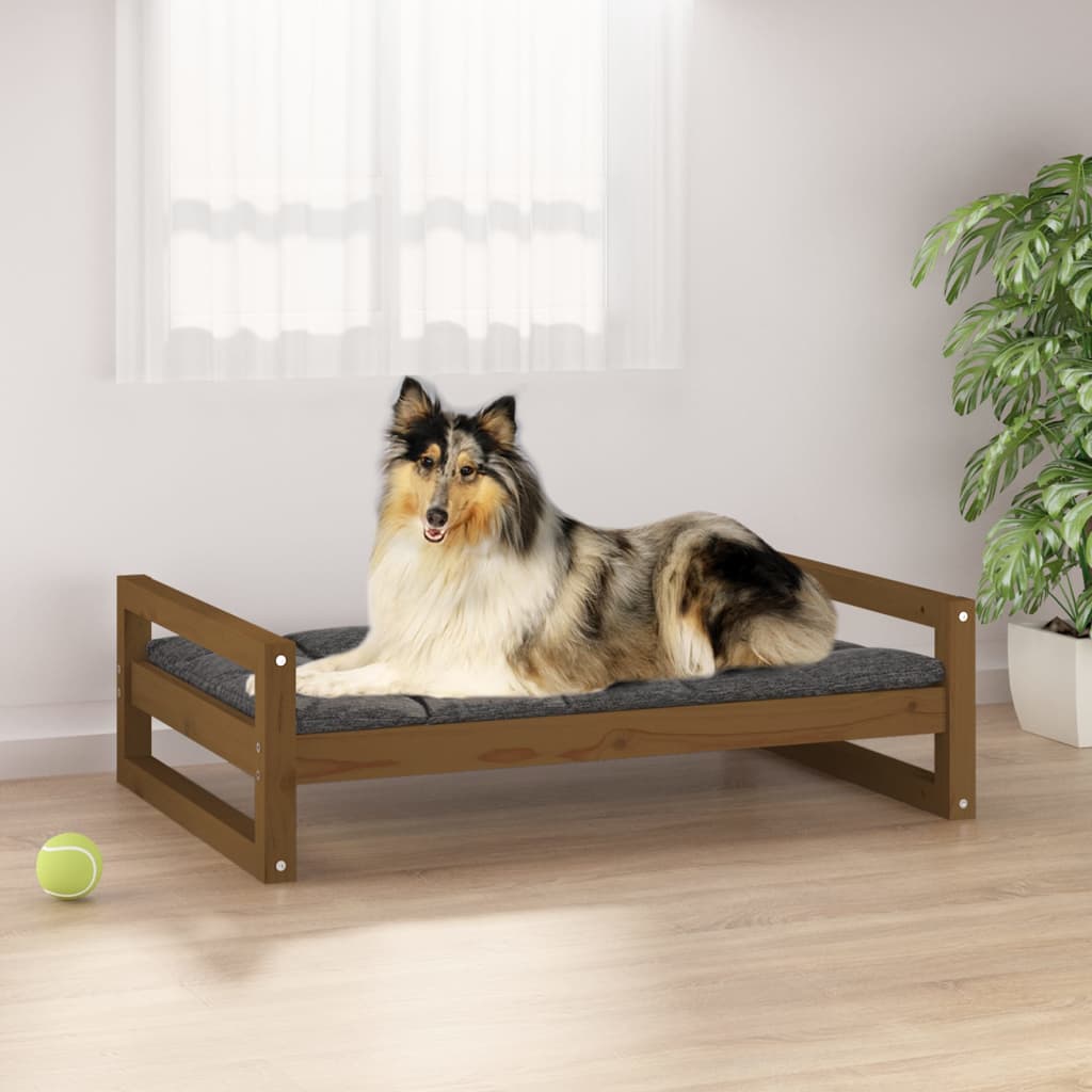 vidaXL Lit pour chien Marron miel 95,5x65,5x28 cm Bois de pin solide