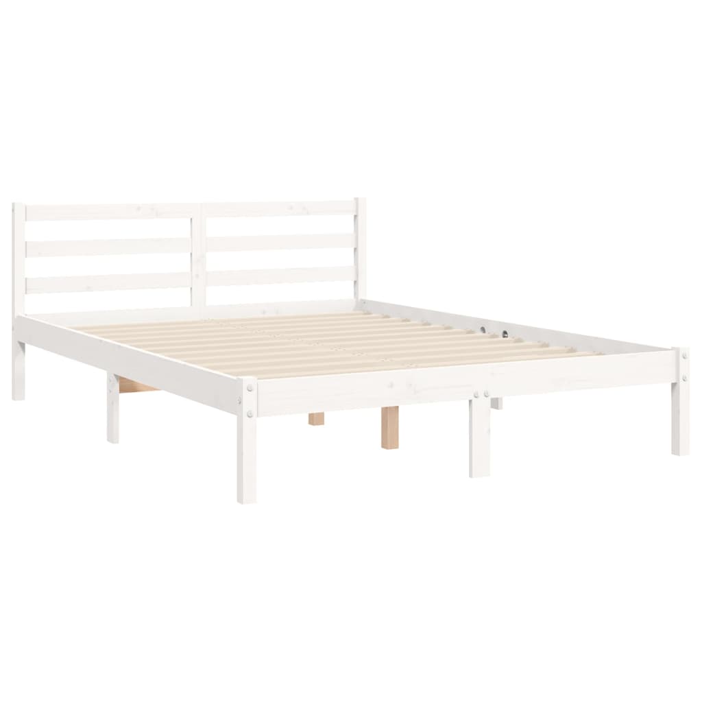 vidaXL Cadre de lit sans matelas blanc bois massif