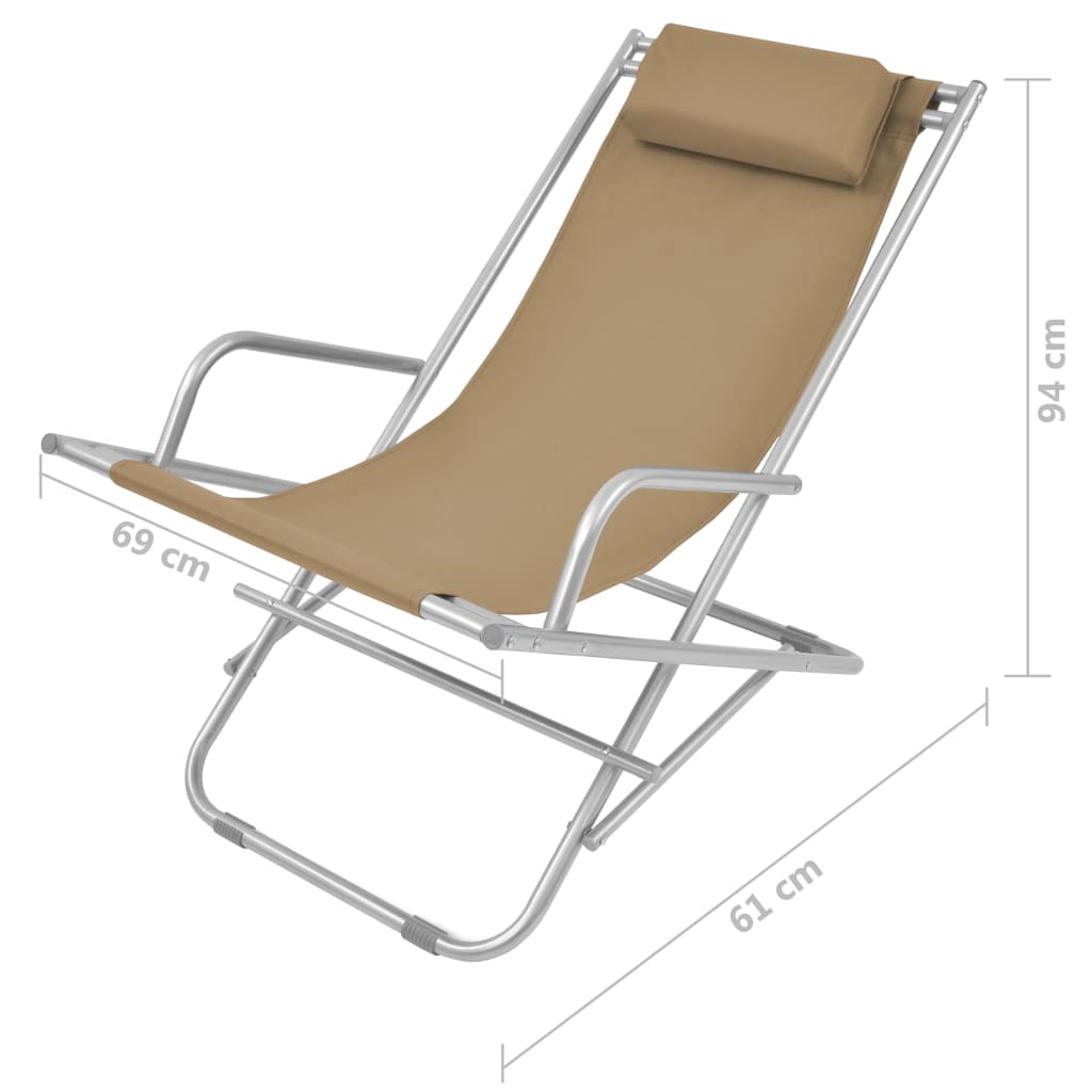 vidaXL Chaises inclinables de terrasse lot de 2 Acier Taupe