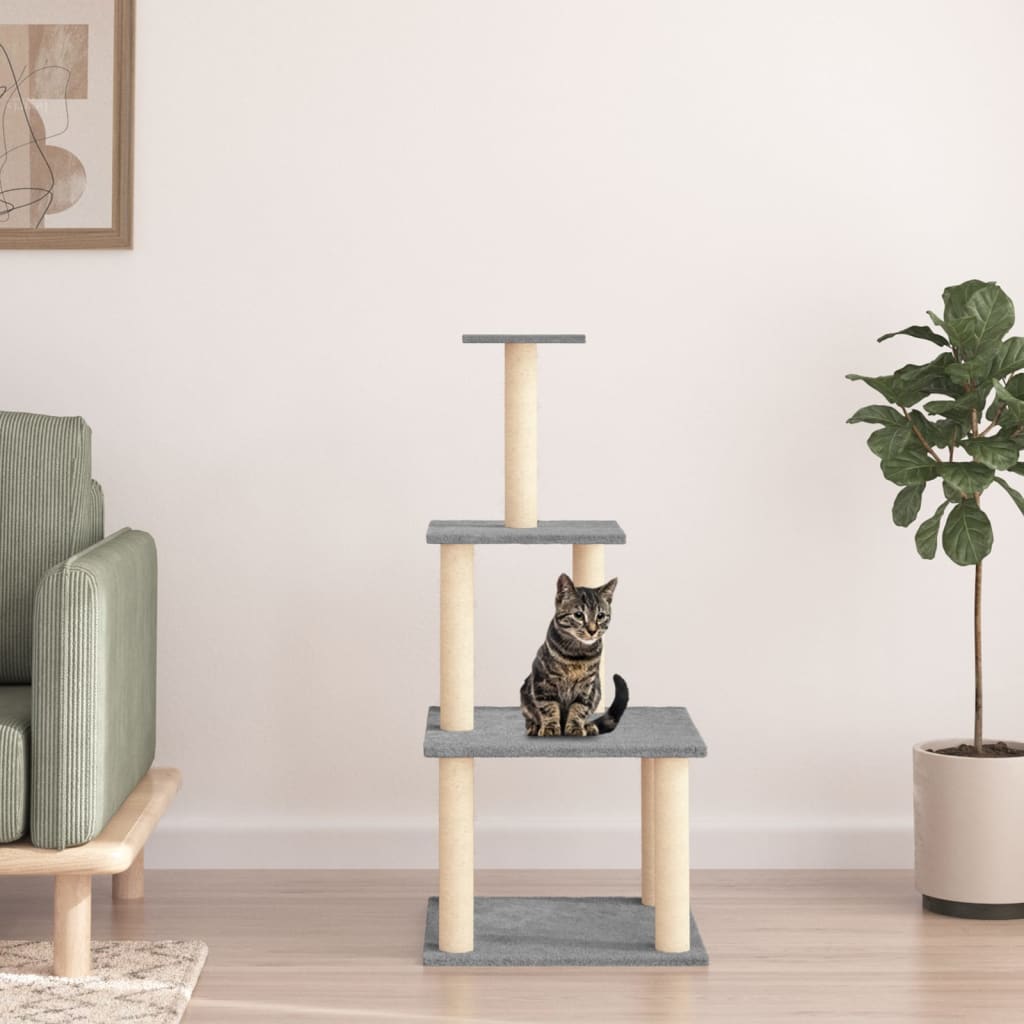 vidaXL Arbre à chat avec griffoirs en sisal gris clair 111 cm