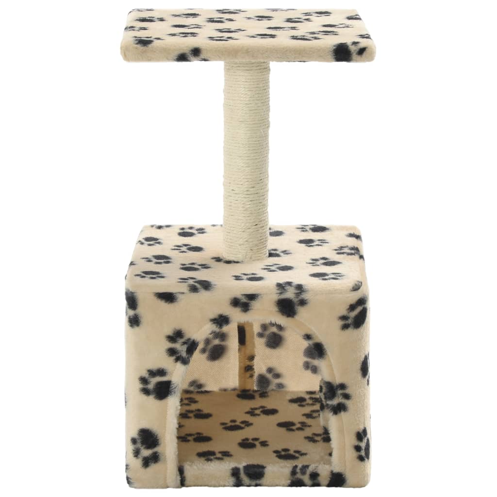 vidaXL Arbre à chat avec griffoirs en sisal 55 cm Beige Motif de pattes