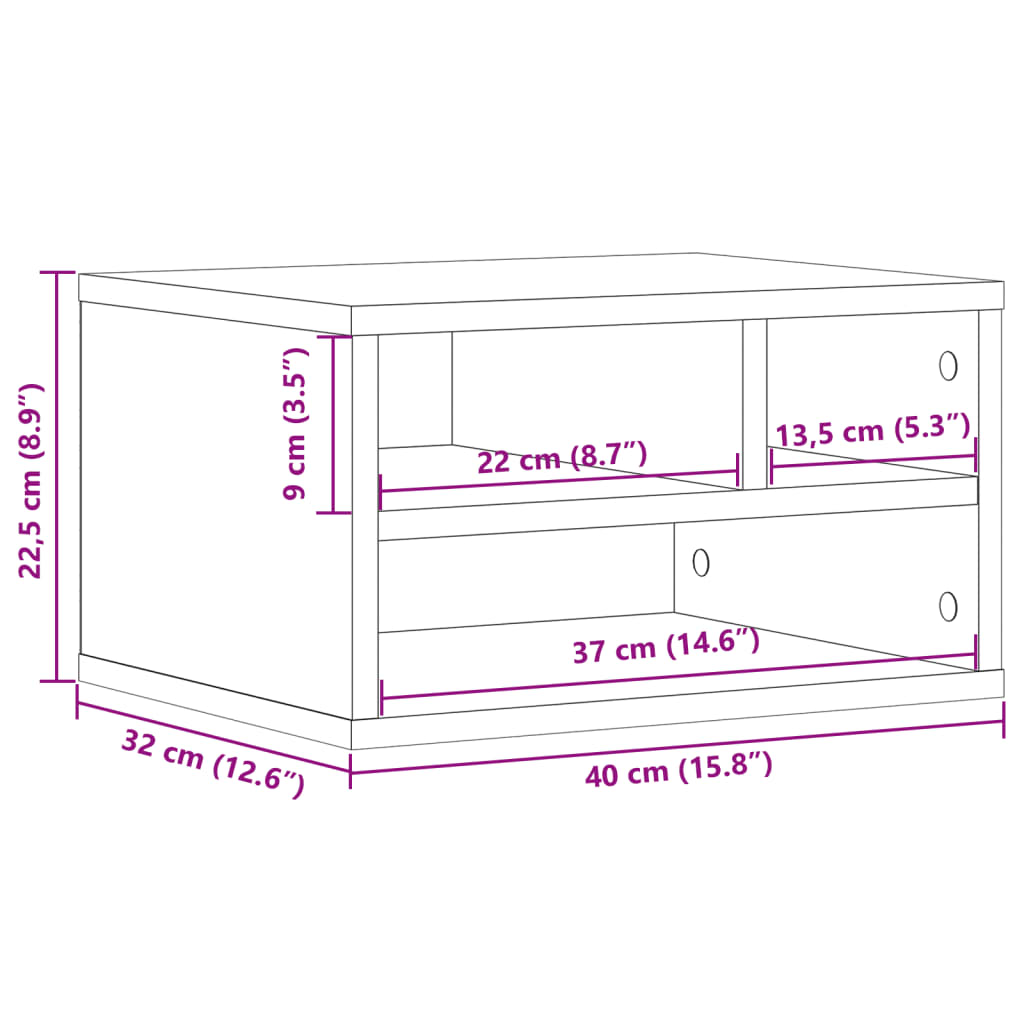 vidaXL Support d'imprimante chêne marron 40x32x22,5 cm bois ingénierie