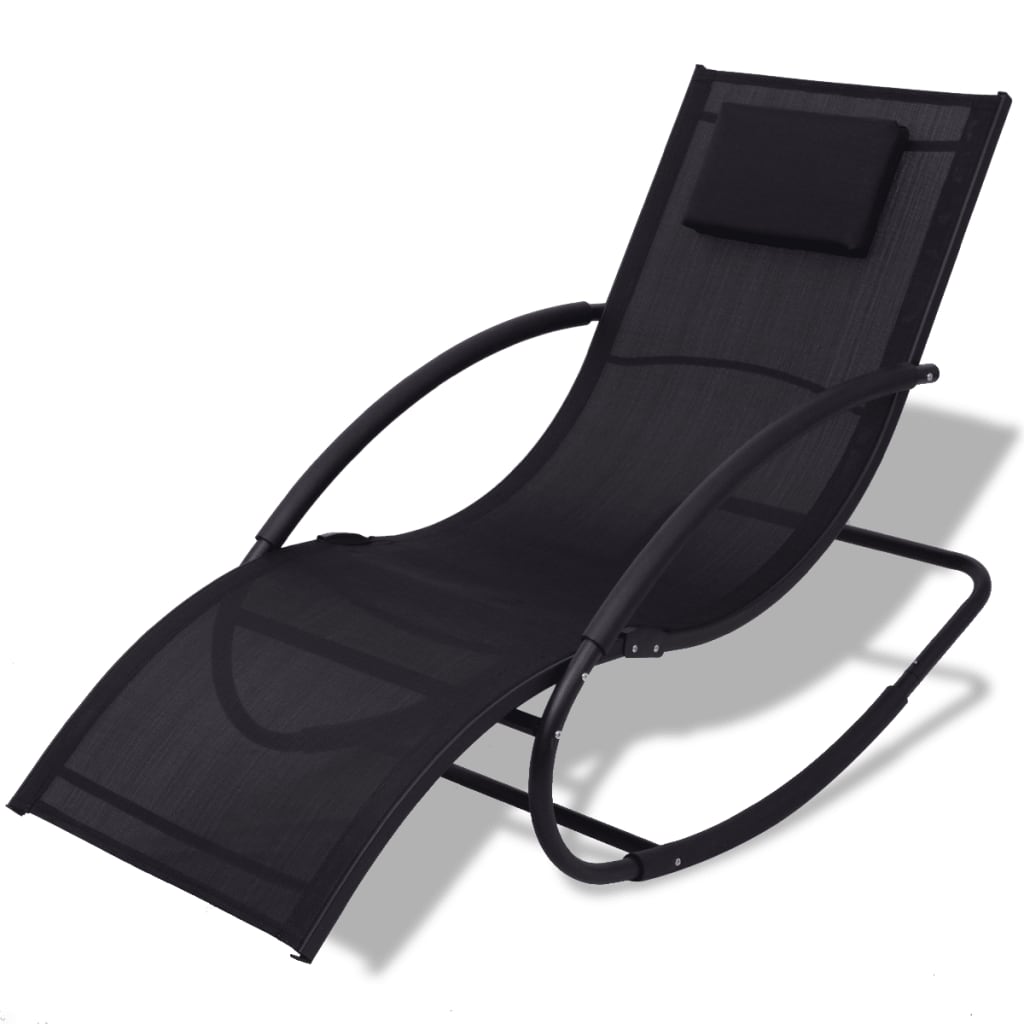 vidaXL Chaise à bascule Noir Acier et textilène