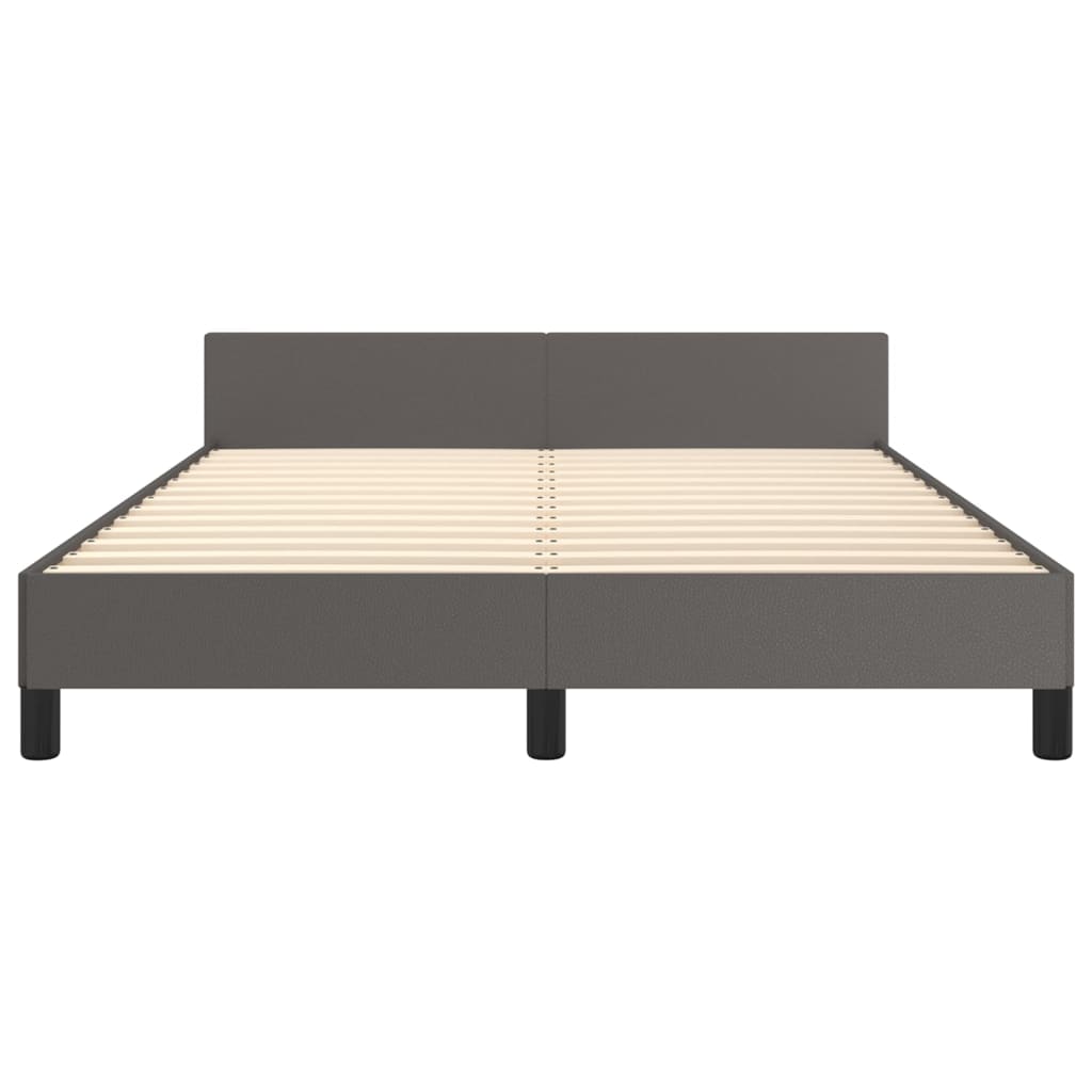 vidaXL Cadre de lit avec tête de lit sans matelas gris 140x190 cm