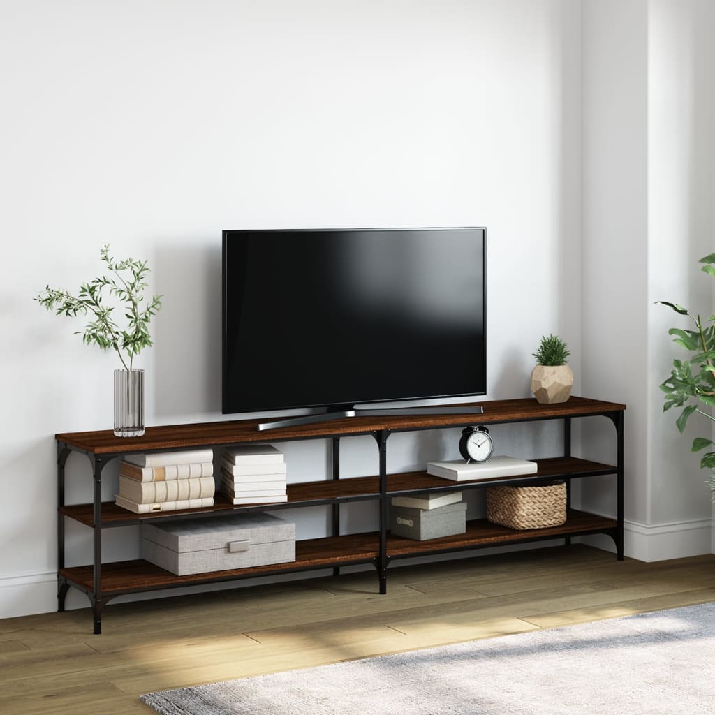 vidaXL Meuble TV chêne marron 180x30x50 cm bois d'ingénierie et métal
