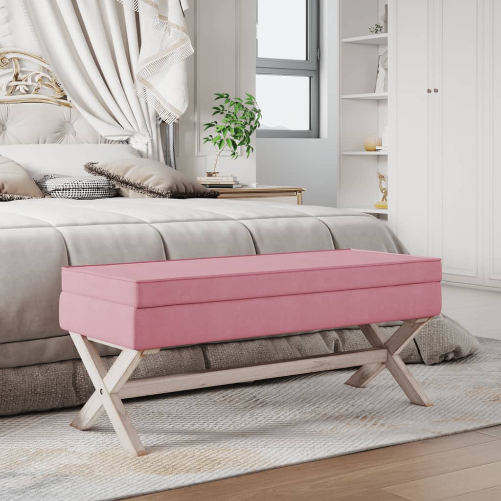 vidaXL Tabouret de rangement Rose 110x45x49 cm Velours