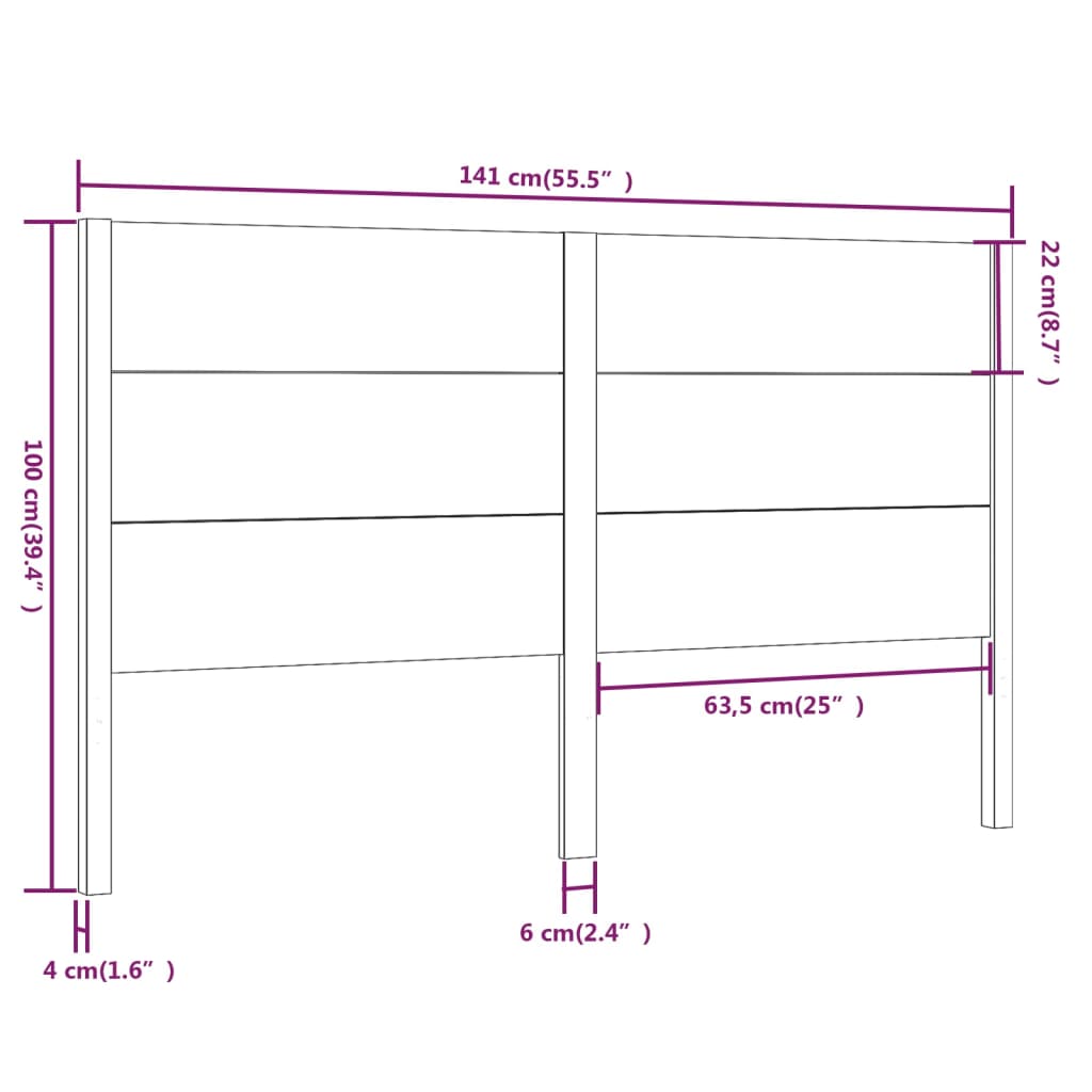 vidaXL Tête de lit 141x4x100 cm Bois massif de pin