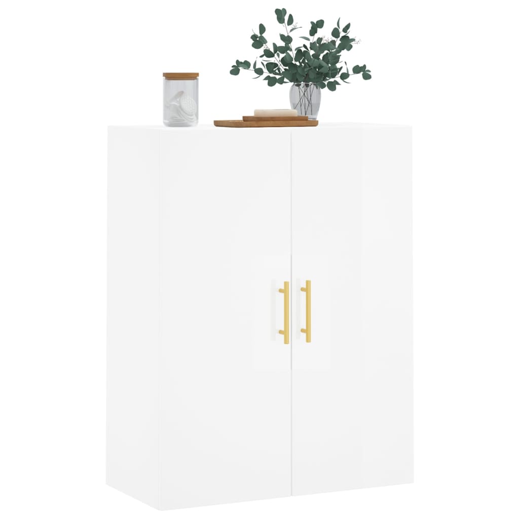 vidaXL Armoire murale blanc brillant 69,5x34x90 cm