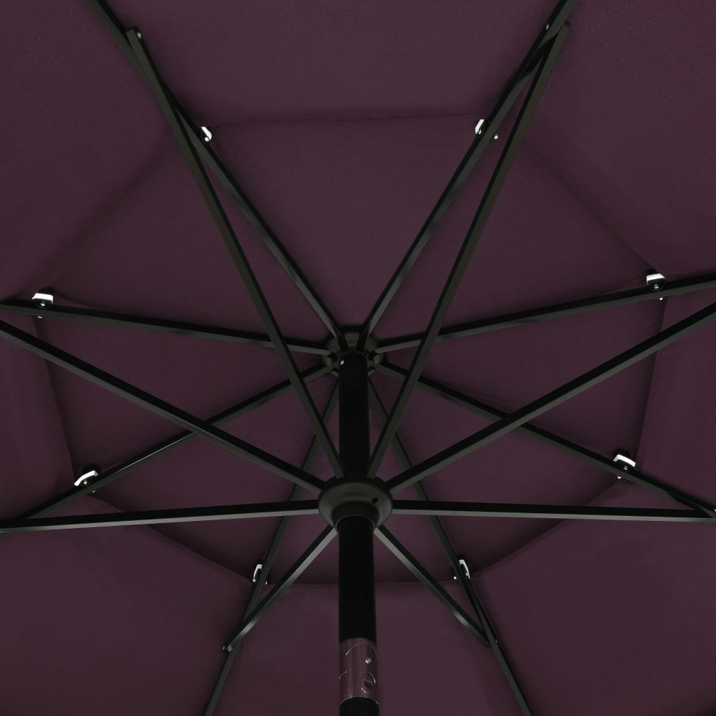 vidaXL Parasol à 3 niveaux avec mât en aluminium Bordeaux 3,5 m