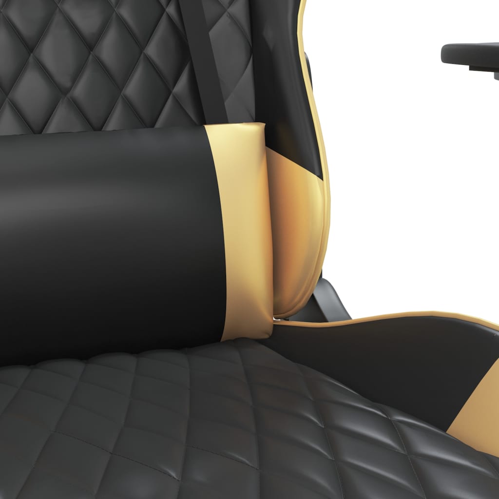 vidaXL Chaise de jeu avec repose-pied Noir et doré Similicuir