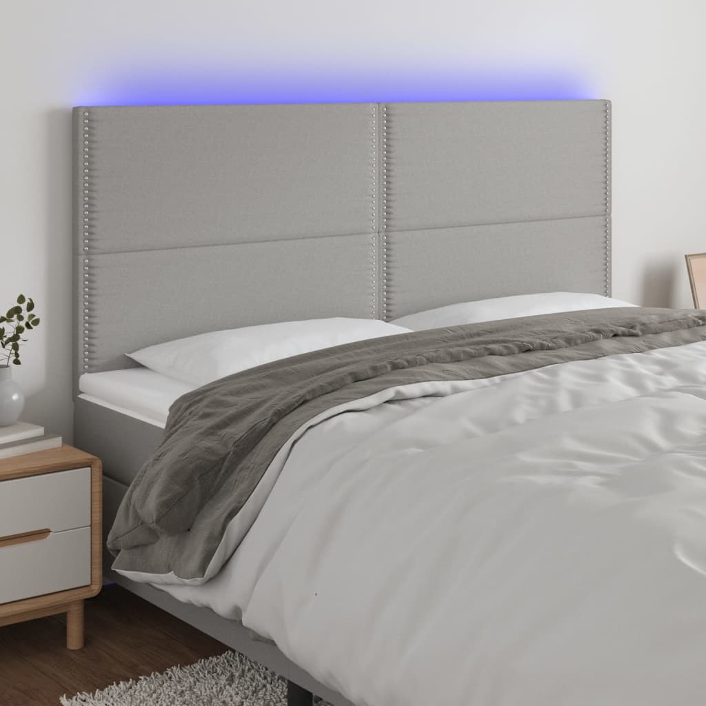vidaXL Tête de lit à LED Gris clair 160x5x118/128 cm Tissu