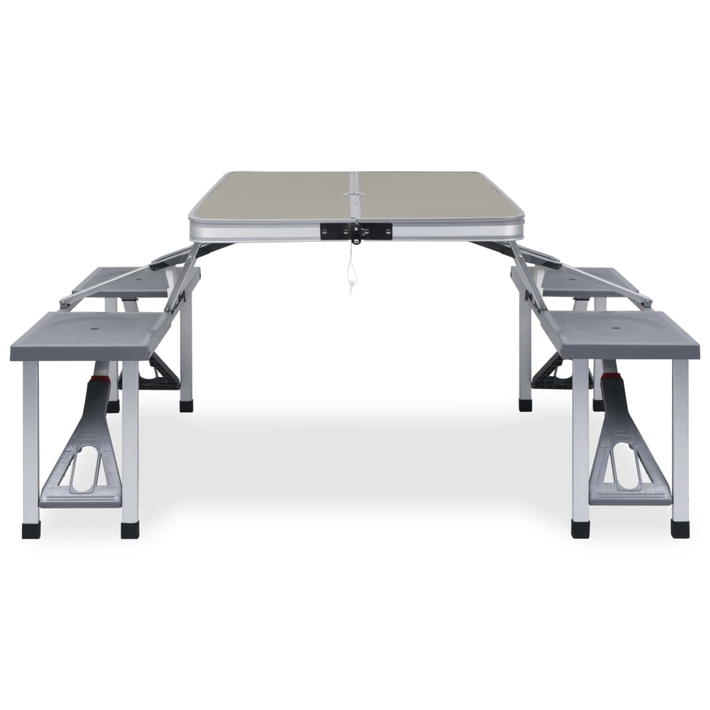 vidaXL Table pliable de camping avec 4 sièges Acier Aluminium