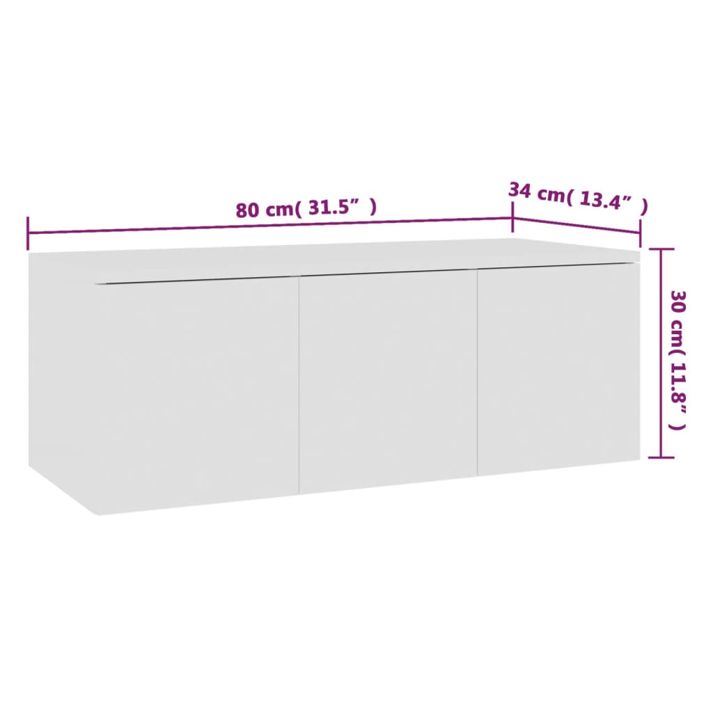 vidaXL Meuble TV Blanc 80x34x30 cm Bois d'ingénierie