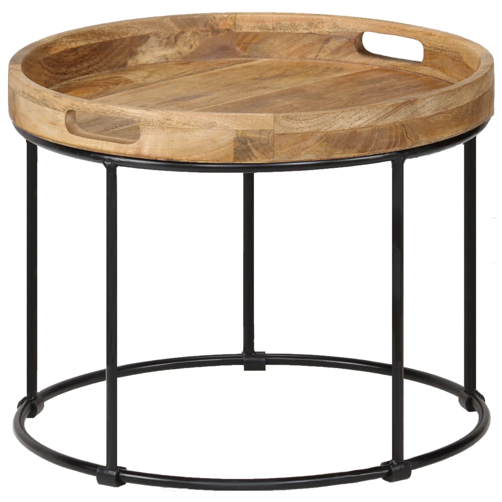 vidaXL Table basse Bois de manguier massif et acier 50x40 cm