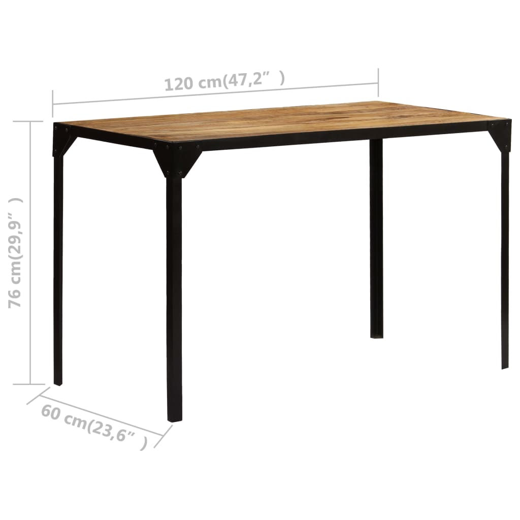 vidaXL Table de salle à manger Bois de manguier brut et Acier 120 cm