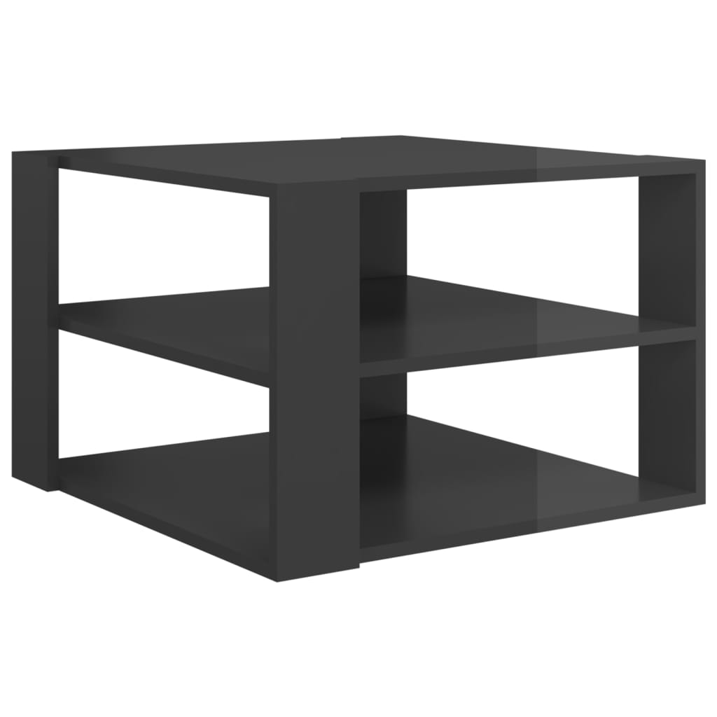 vidaXL Table basse gris brillant 60x60x40 cm bois d'ingénierie