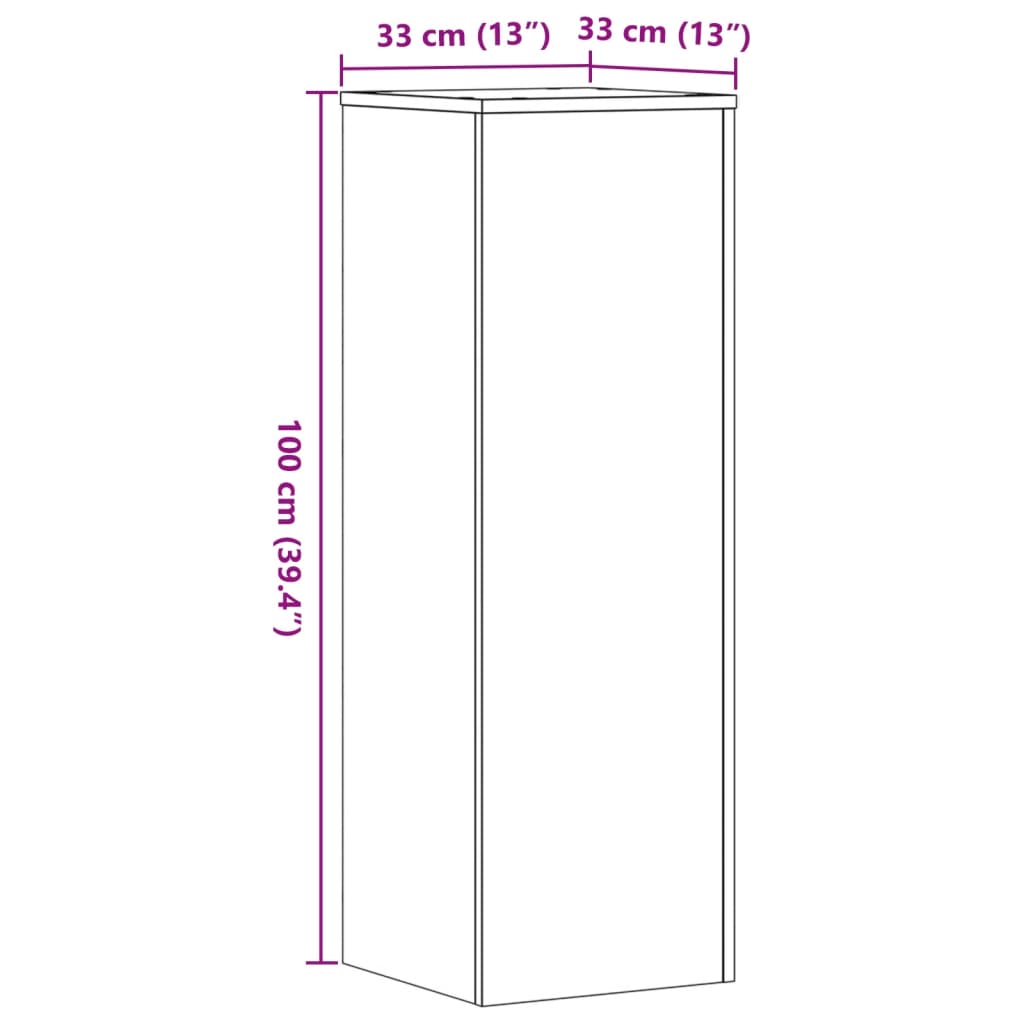 vidaXL Support pour plantes gris béton 33x33x100 cm bois d'ingénierie