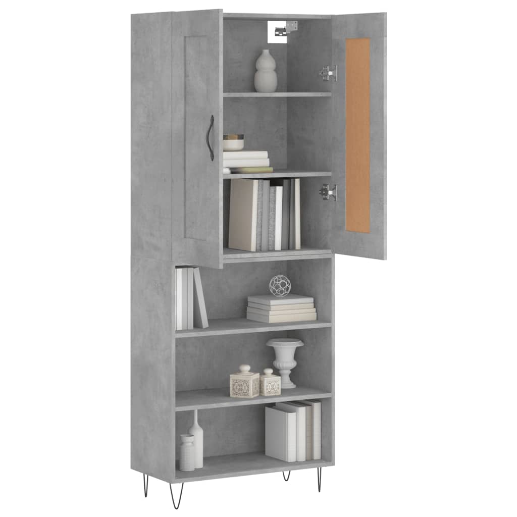 vidaXL Buffet haut Gris béton 69,5x34x180 cm Bois d'ingénierie