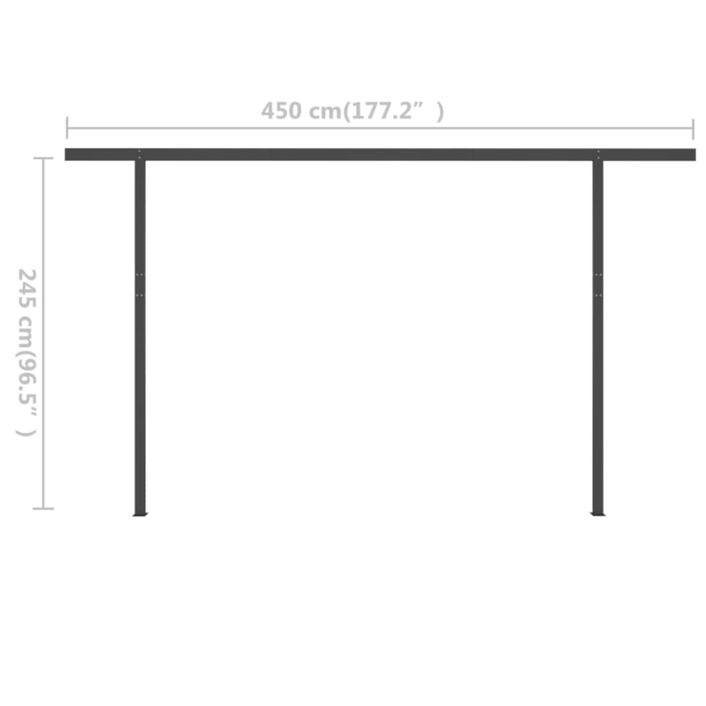 vidaXL Auvent manuel rétractable avec poteaux 4x3 m Bleu et blanc