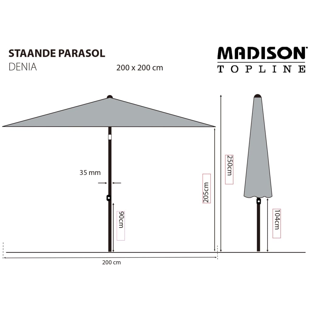 Madison Parasol de jardin Denia 200x200 cm écru