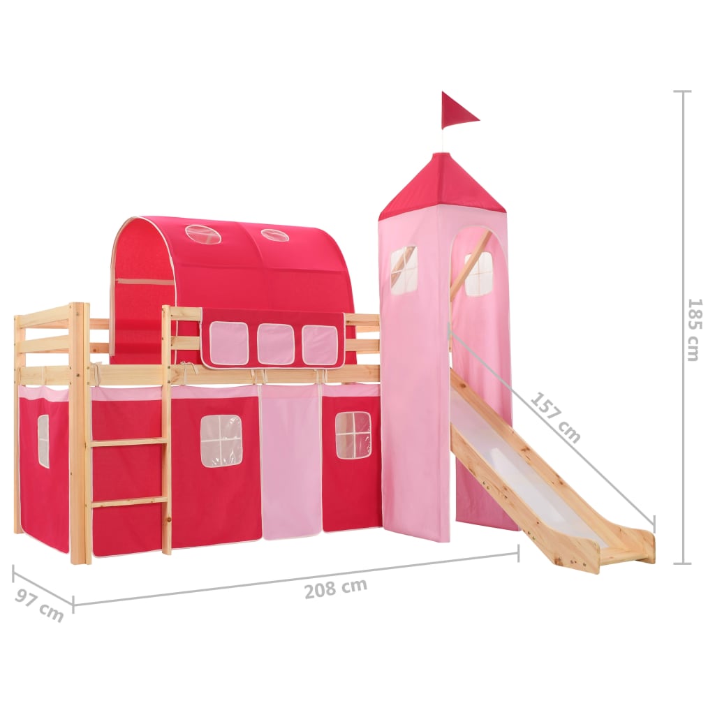 vidaXL Lit mezzanine d'enfants avec toboggan et échelle Pin 208x230 cm