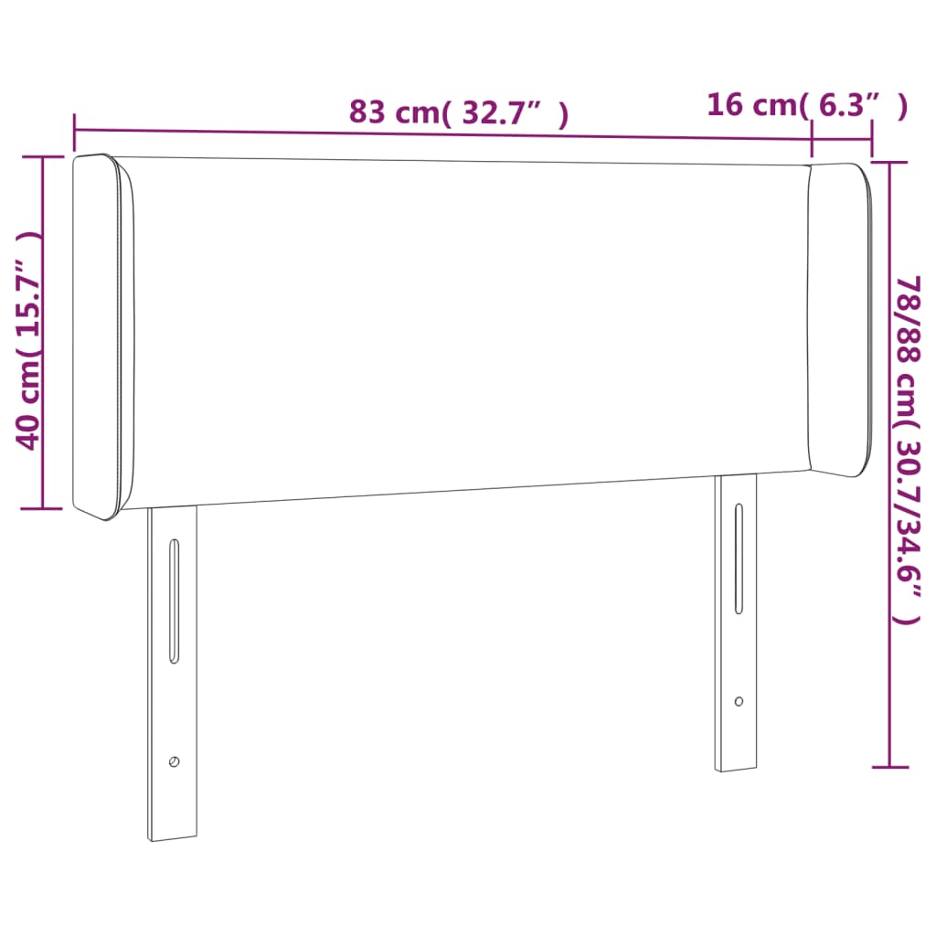 vidaXL Tête de lit avec oreilles Noir 83x16x78/88 cm Similicuir