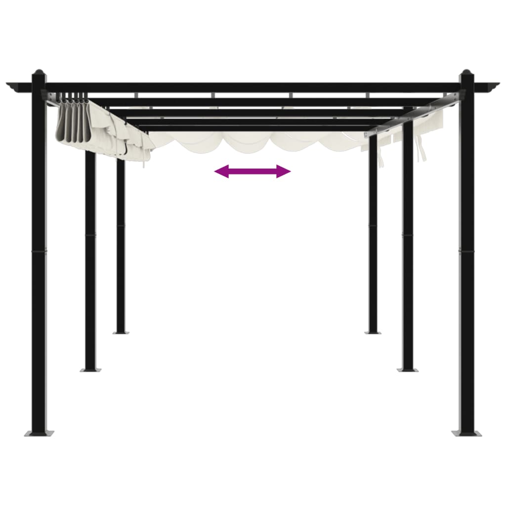 vidaXL Tonnelle de jardin avec toit rétractable crème 3x6 m aluminium