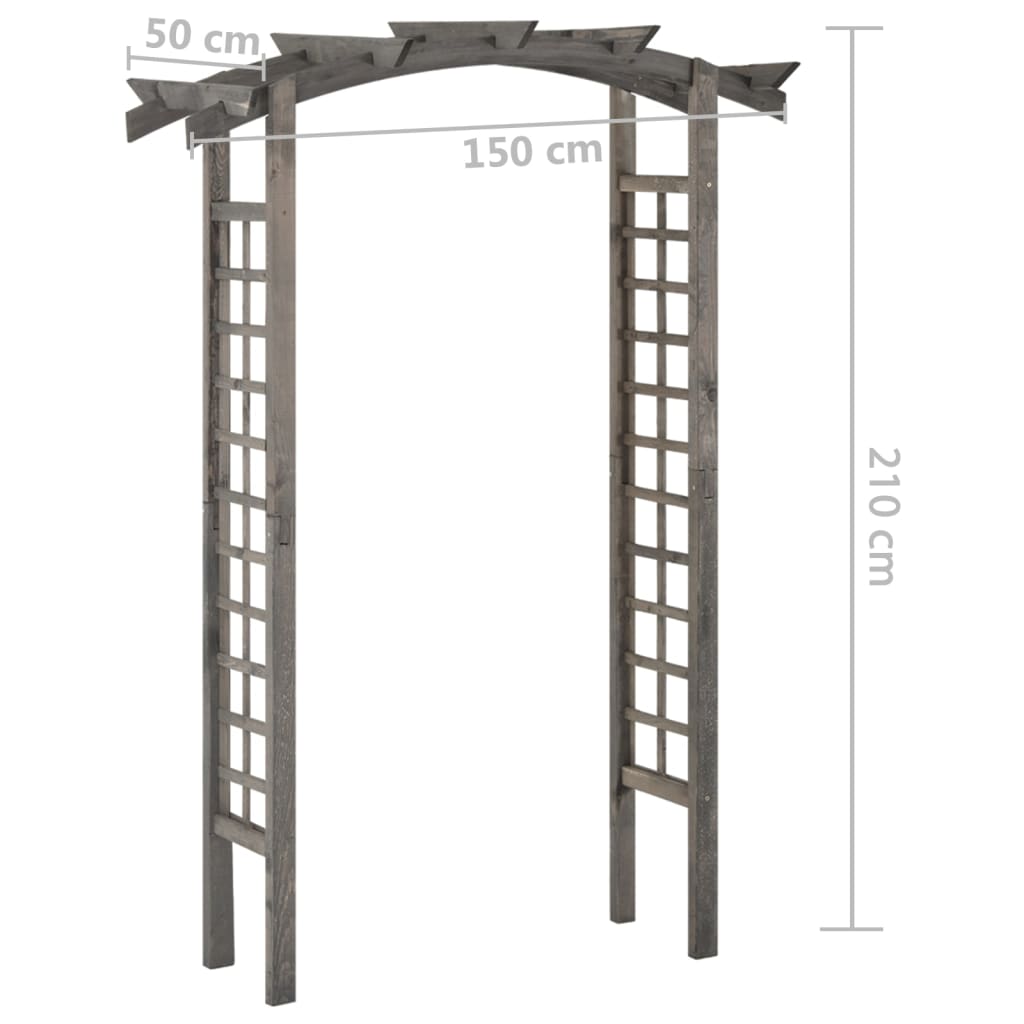 vidaXL Arche à treillis 150x50x210 cm Bois de pin imprégné de gris