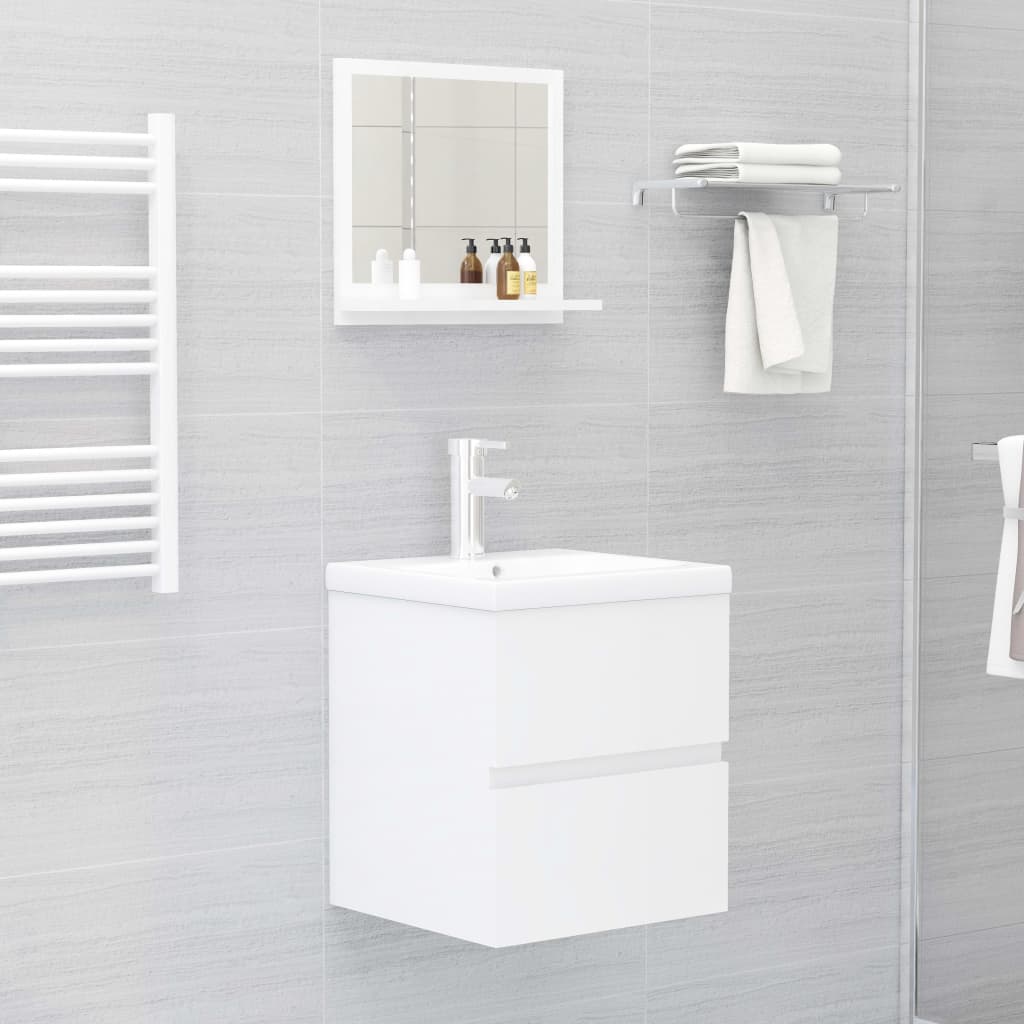 vidaXL Miroir de salle de bain Blanc brillant 40x10,5x37 cm Aggloméré