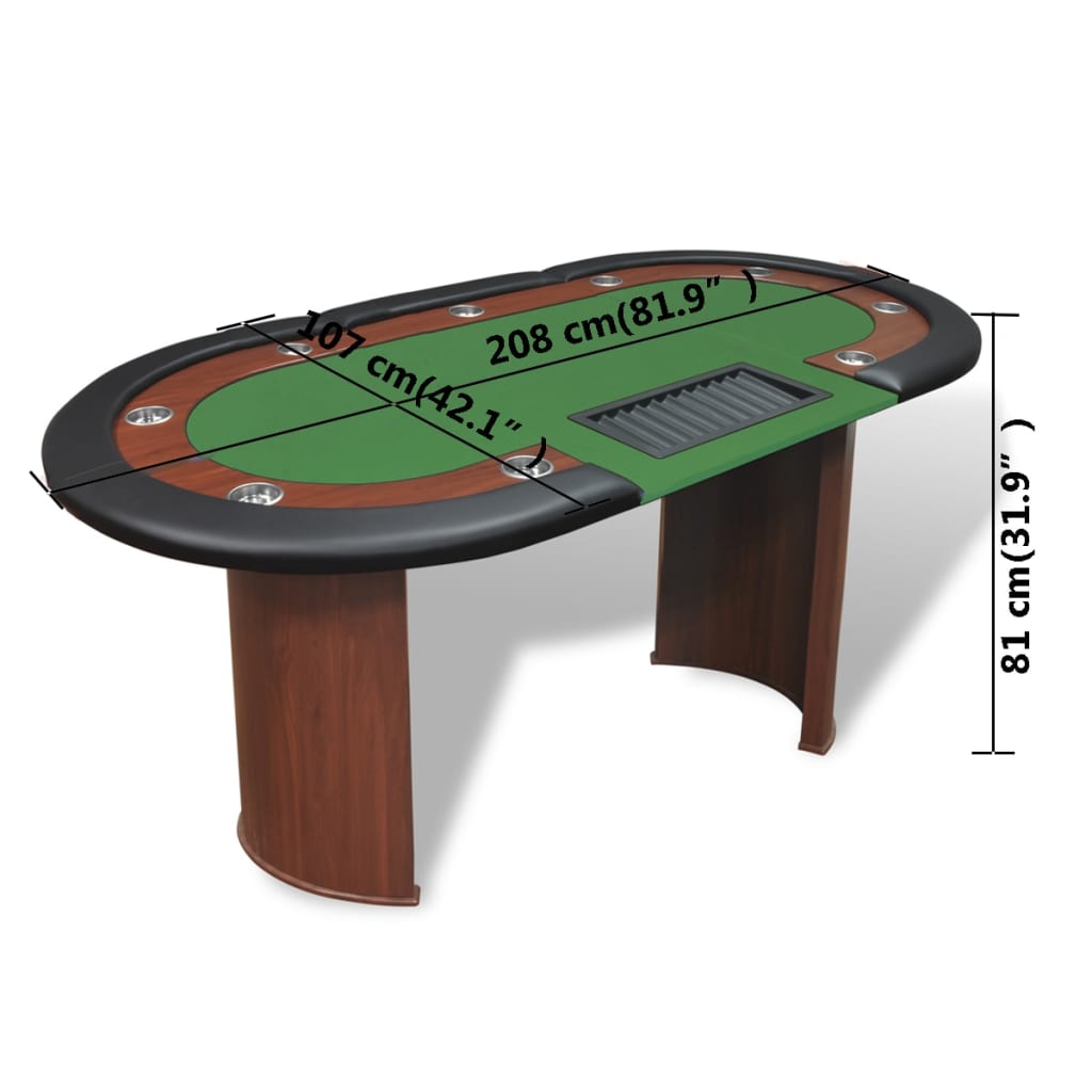 vidaXL Table de poker pour 10 joueurs avec espace de croupier Vert