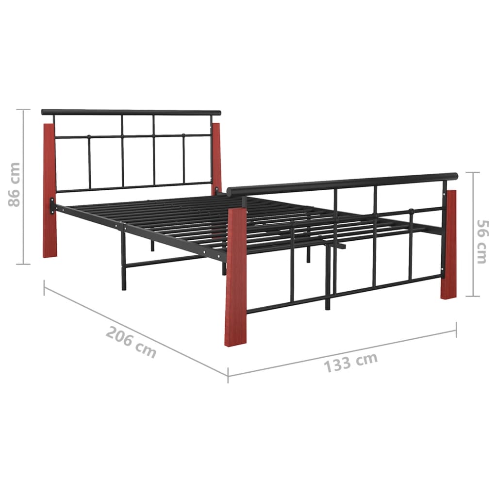 vidaXL Cadre de lit sans matelas métal bois de chêne massif 120x200 cm