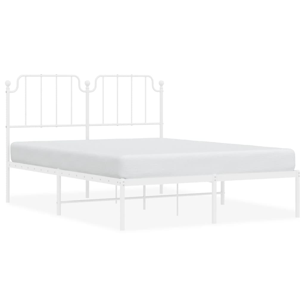 vidaXL Cadre de lit métal sans matelas et tête de lit blanc 135x190 cm