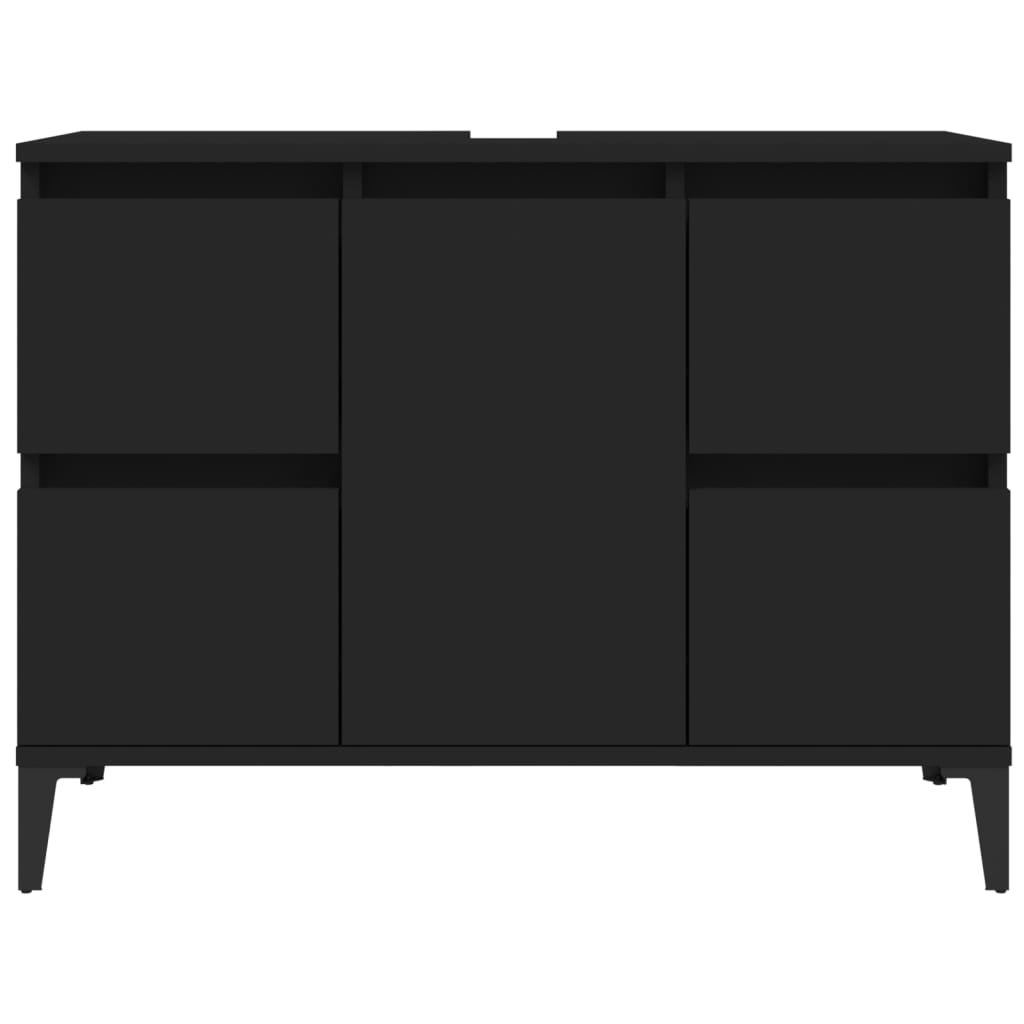 vidaXL Meuble d'évier noir 80x33x60 cm bois d'ingénierie