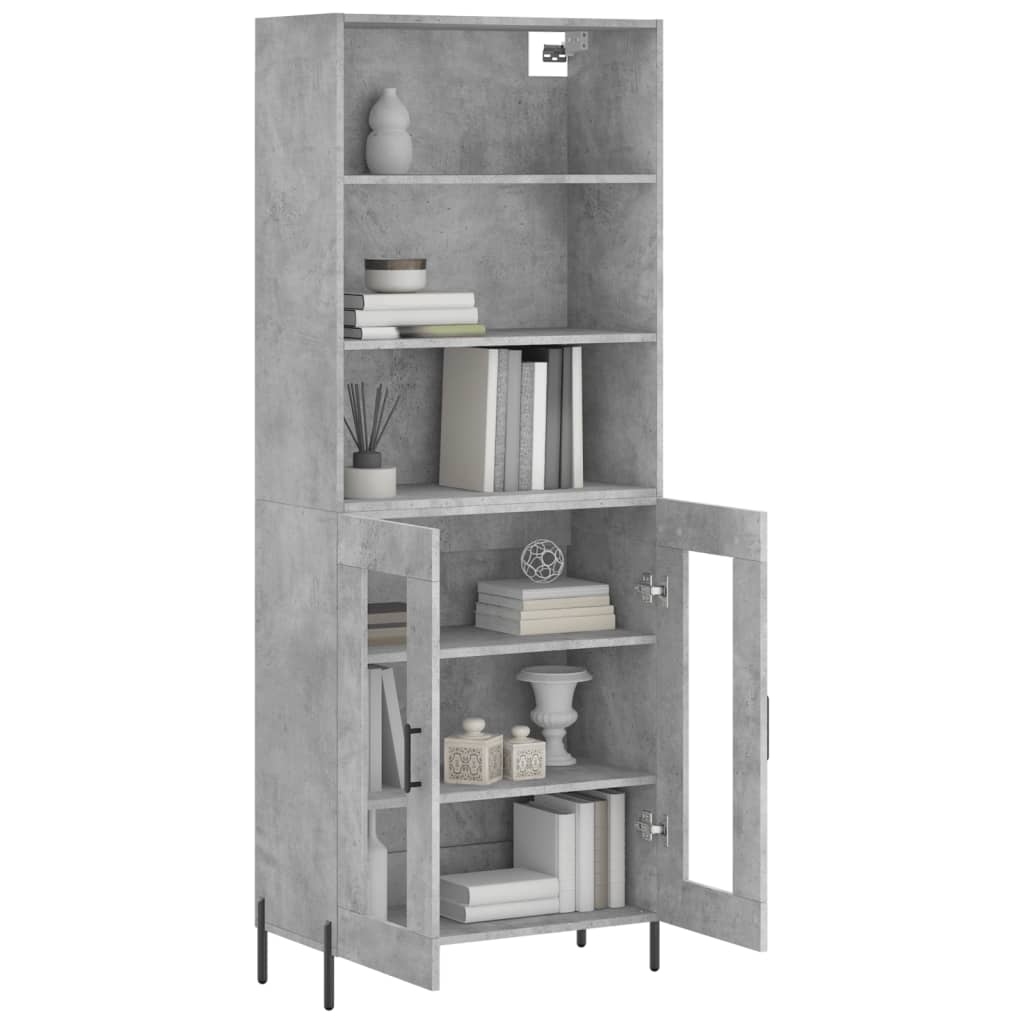 vidaXL Buffet haut Gris béton 69,5x34x180 cm Bois d'ingénierie