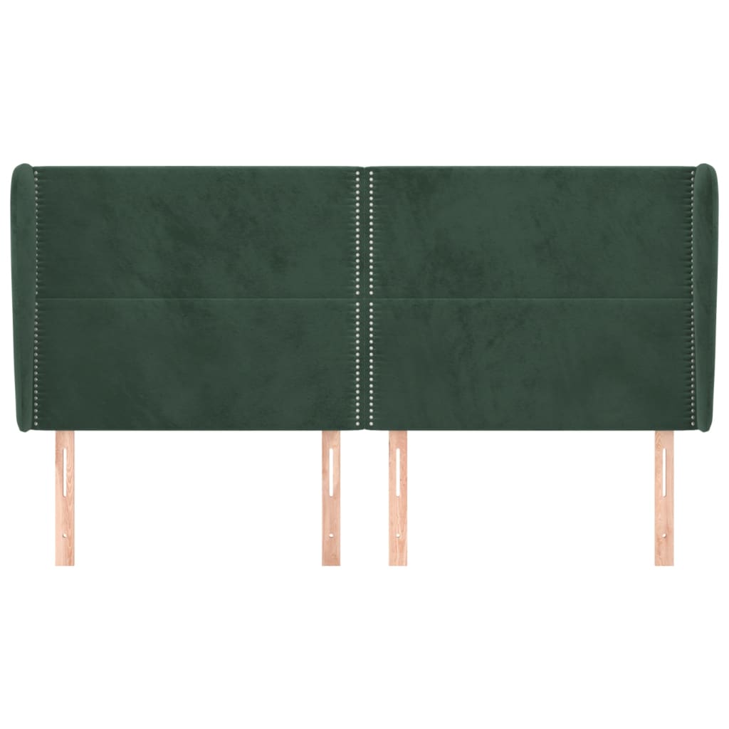 vidaXL Tête de lit avec oreilles Vert foncé 203x23x118/128 cm Velours