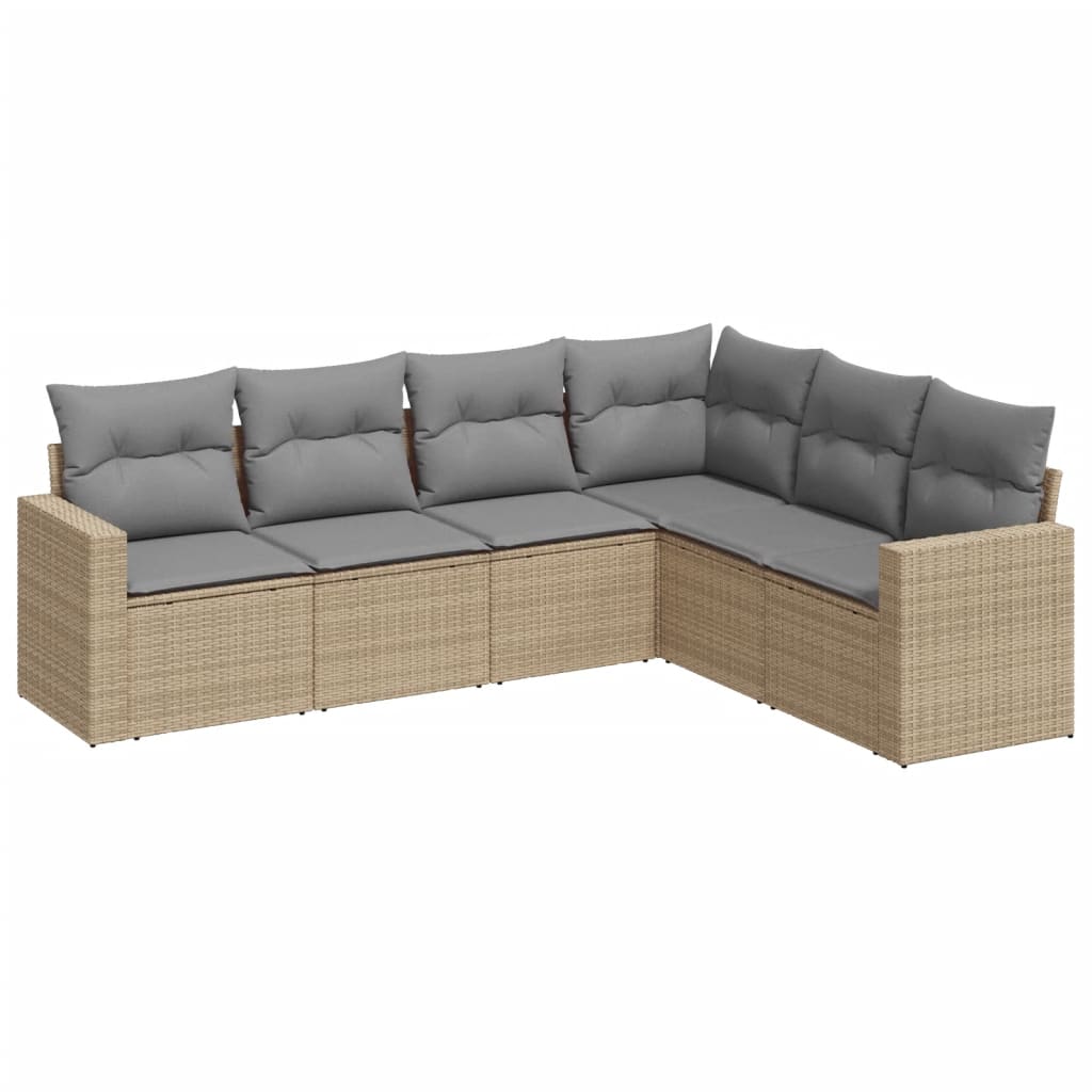 vidaXL Salon de jardin avec coussins 6 pcs beige résine tressée