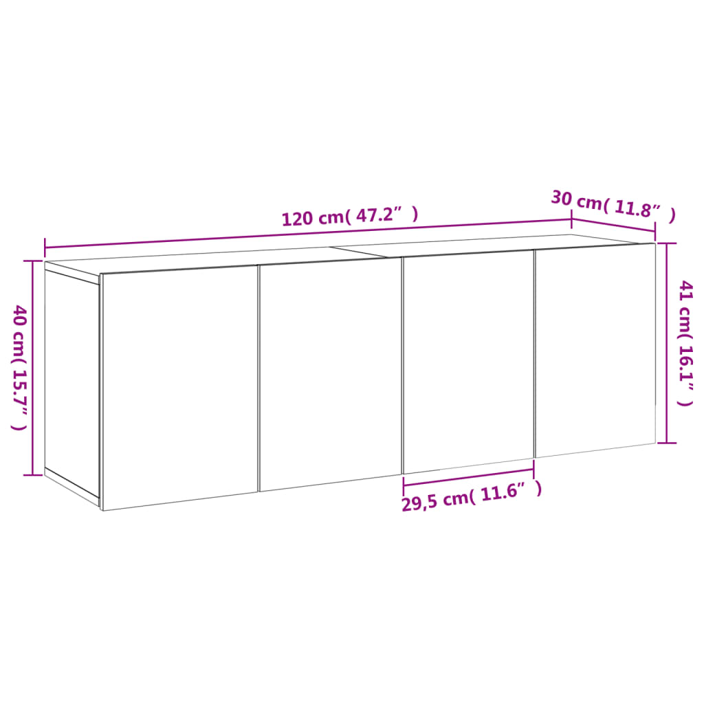 vidaXL Meubles TV muraux 2 pcs sonoma gris 60x30x41 cm