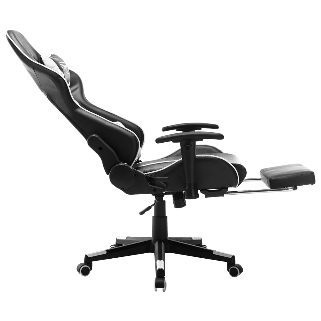 vidaXL Chaise de jeu avec repose-pied Noir et blanc Cuir artificiel