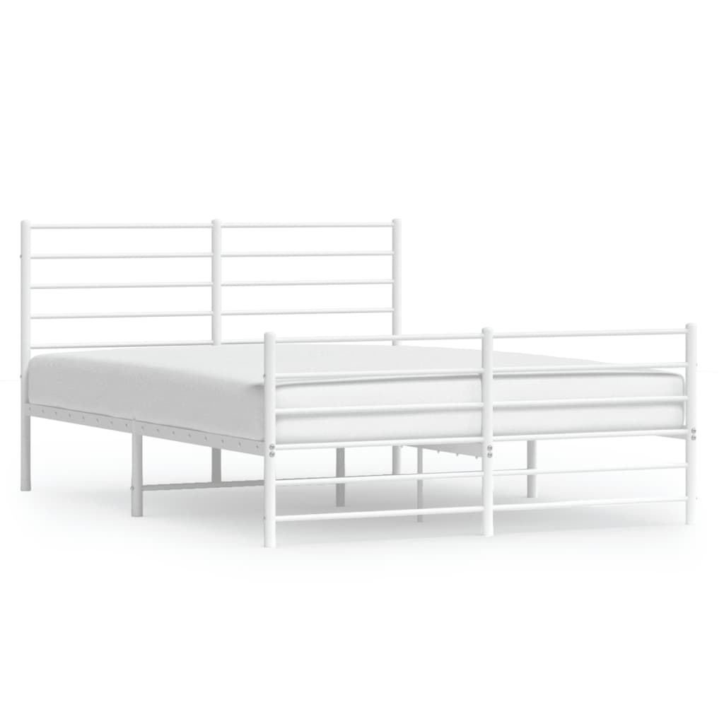 vidaXL Cadre de lit métal sans matelas et pied de lit blanc 140x190 cm