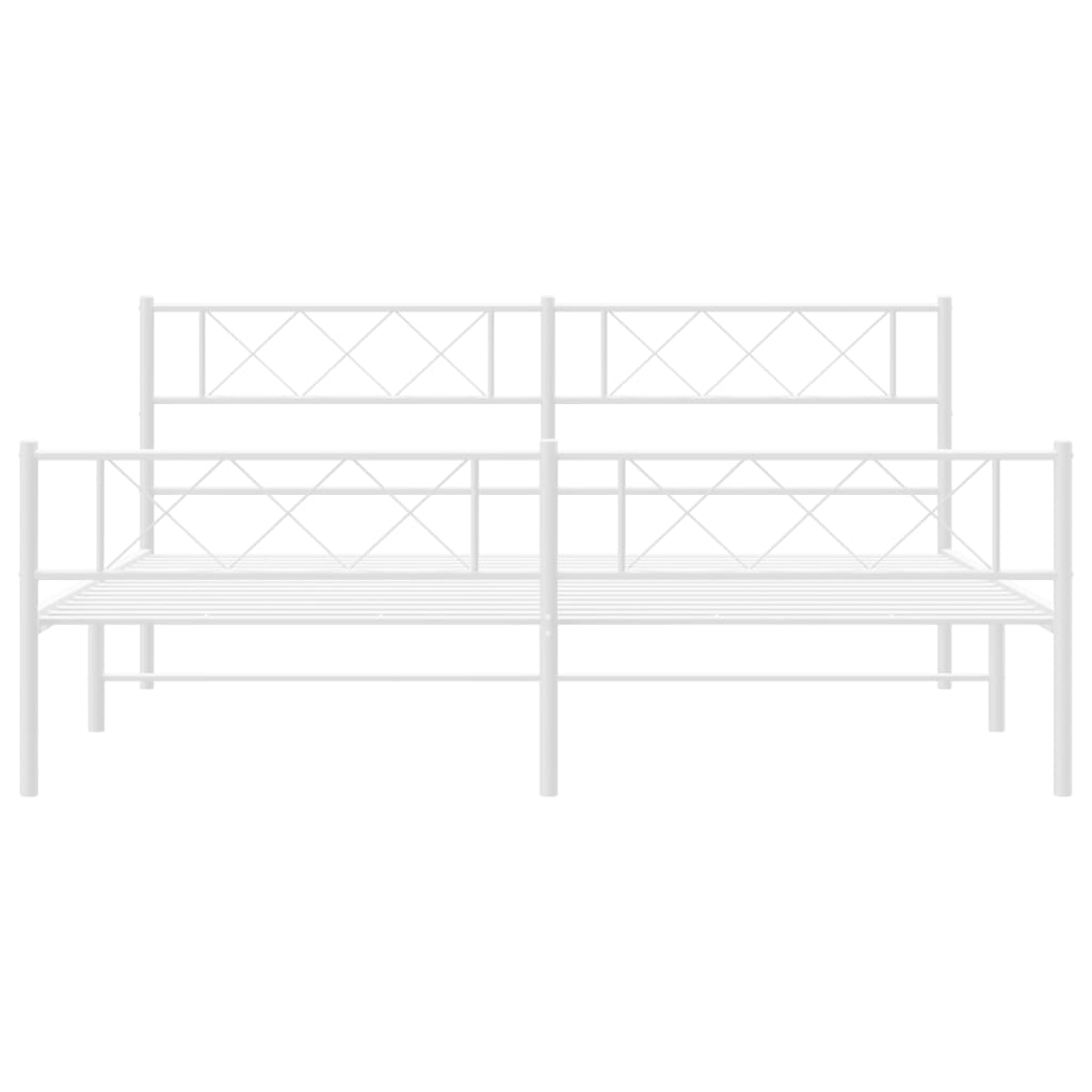 vidaXL Cadre de lit métal sans matelas et pied de lit blanc 193x203 cm