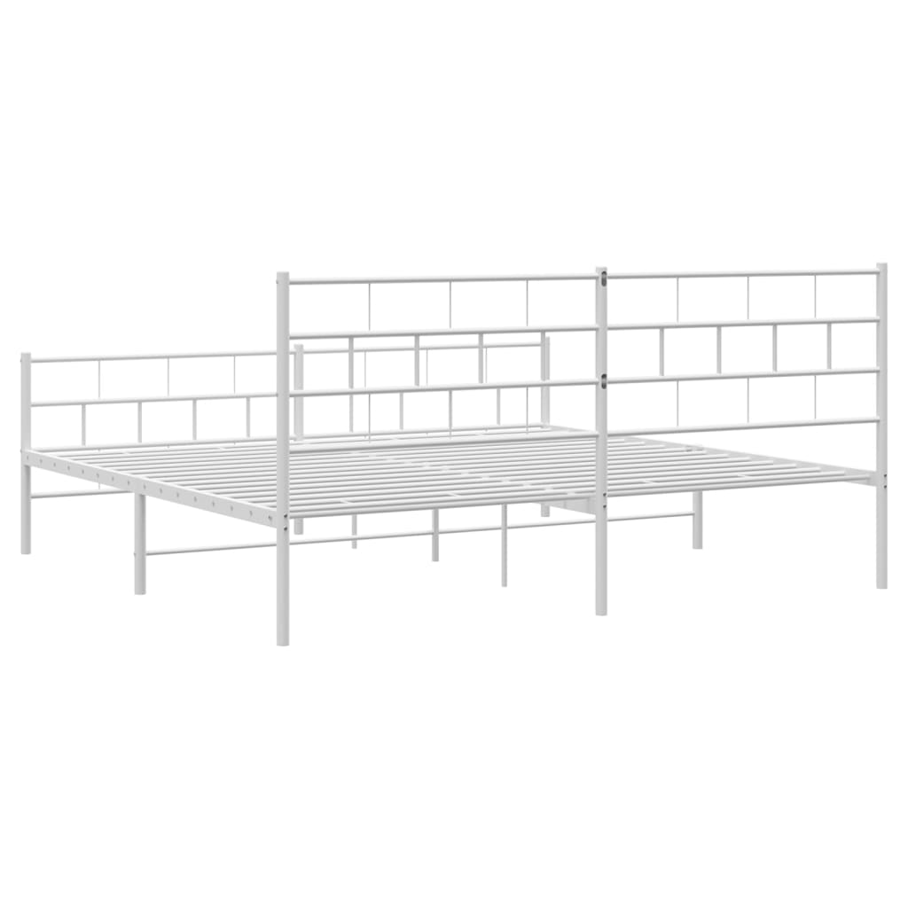 vidaXL Cadre de lit métal sans matelas et pied de lit blanc 180x200 cm