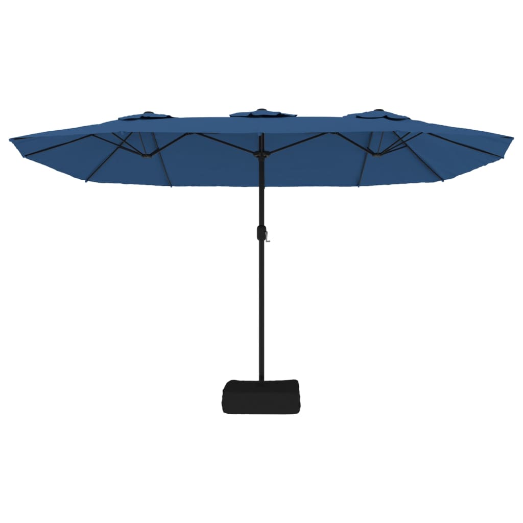 vidaXL Parasol de jardin à double tête avec LED bleu azuré 449x245 cm