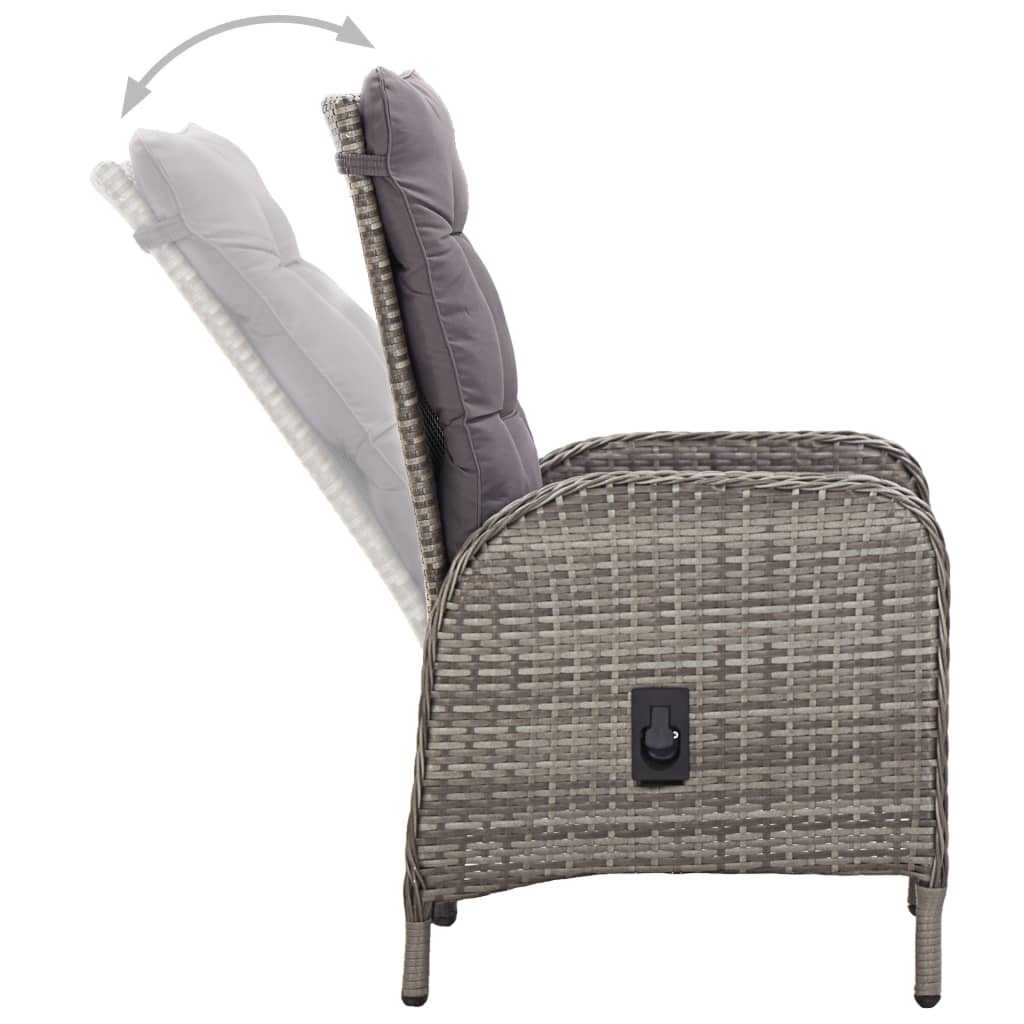 vidaXL Mobilier de bistro de jardin 3 pcs Résine tressée Gris