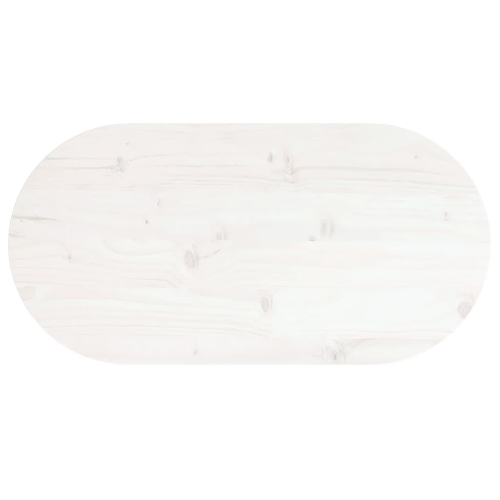 vidaXL Dessus de table blanc 80x40x2,5 cm bois de pin massif ovale