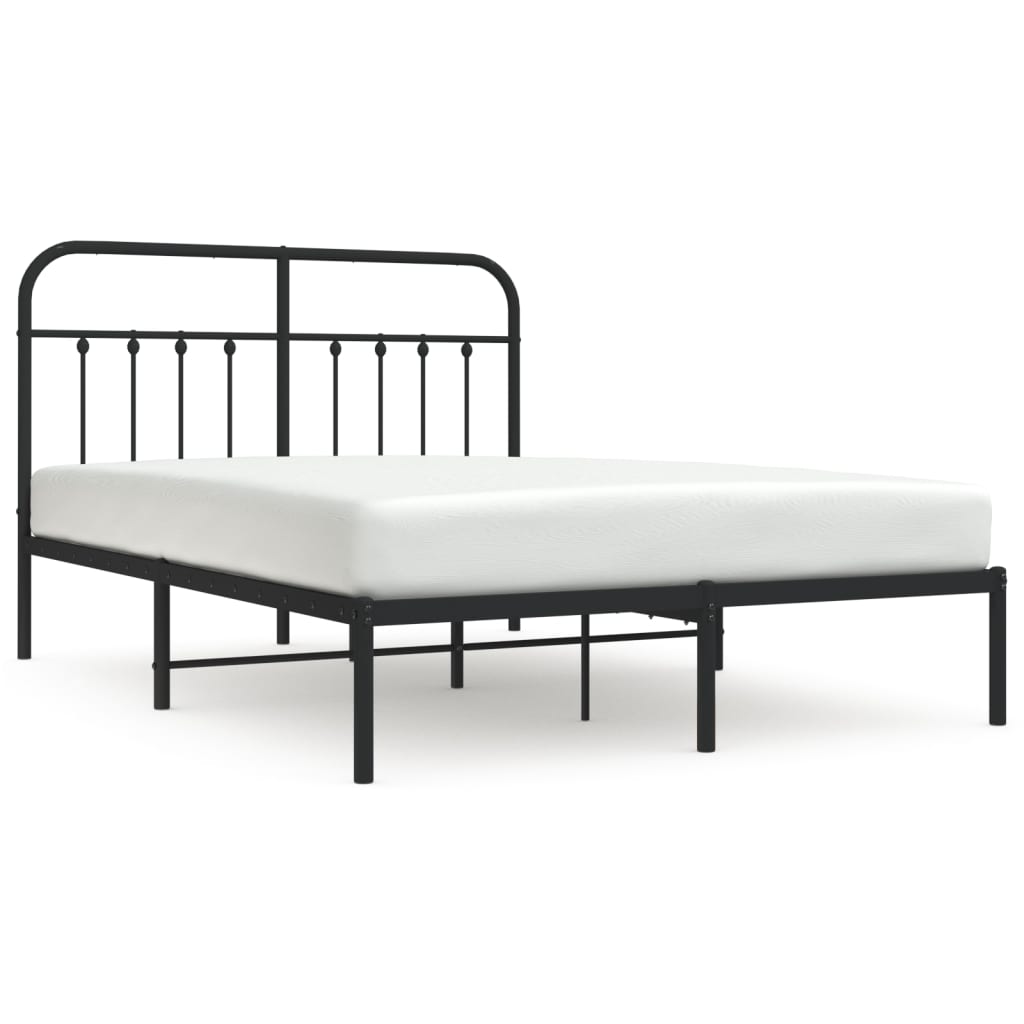 vidaXL Cadre de lit métal sans matelas avec tête de lit noir 140x190cm