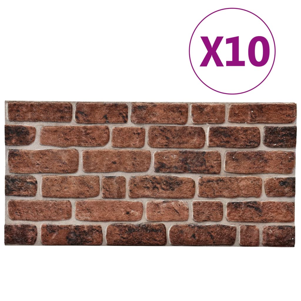 vidaXL Panneaux muraux 3D Design de brique marron foncé 10 pcs EPS