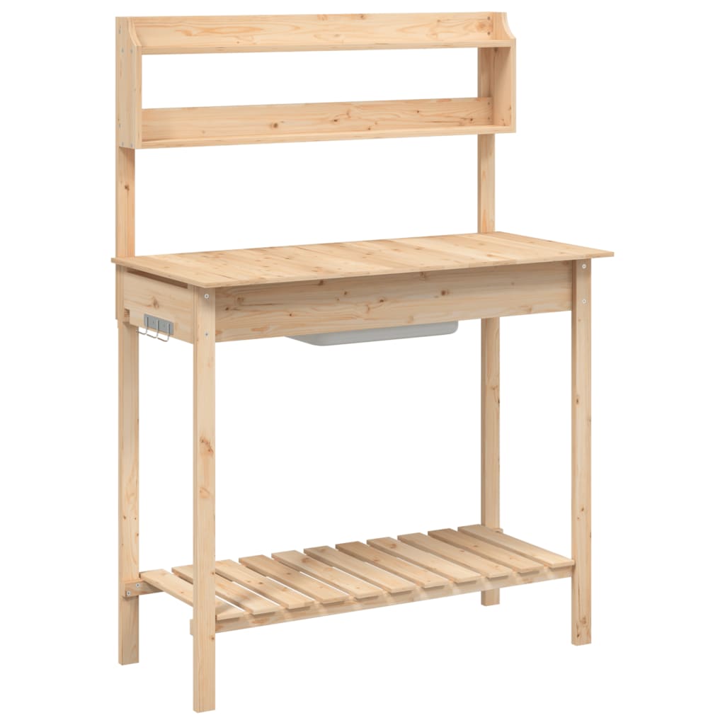 vidaXL Table de rempotage et évier 147,5x44x139,5 cm bois massif sapin