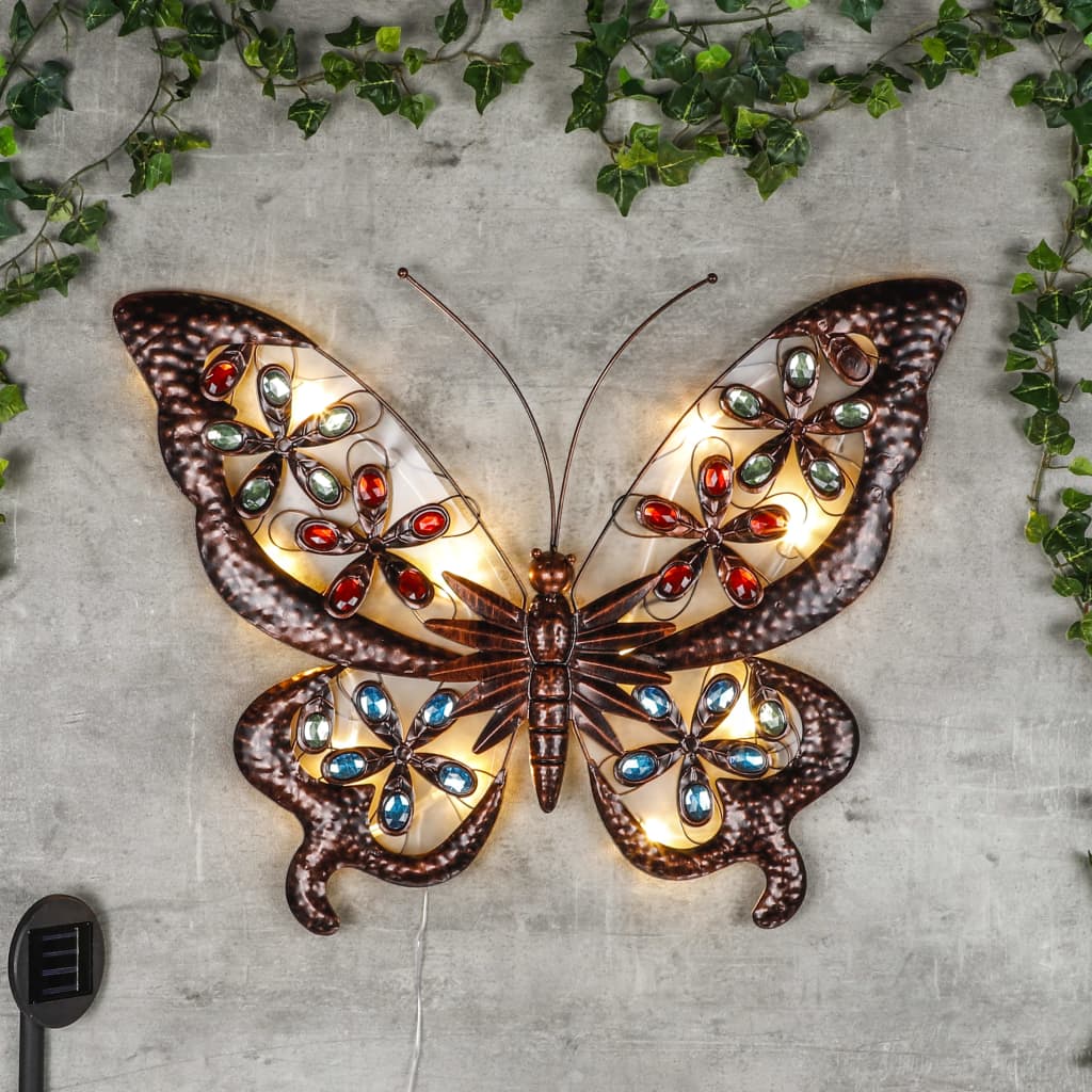 HI Lampe murale solaire de jardin à LED Papillon à bijoux