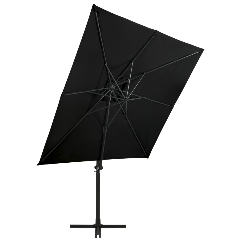 vidaXL Parasol de jardin en porte-à-faux à double toit 250x250 cm noir