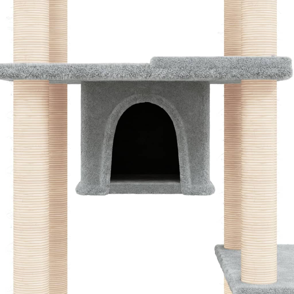 vidaXL Arbre à chat avec griffoirs en sisal Gris clair 176 cm